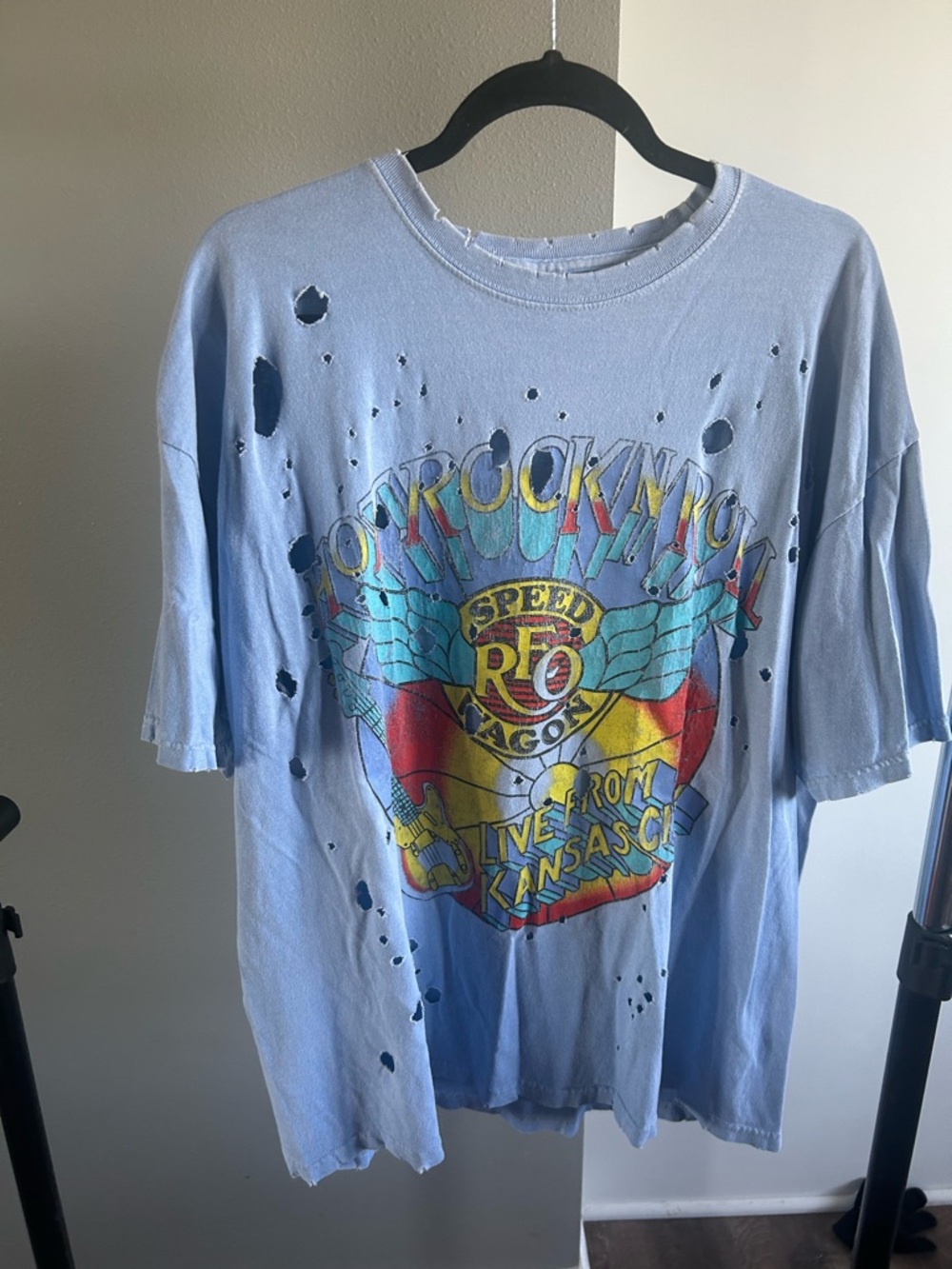 Vintage-Inspired Distressed Graphic Band Tee | XL